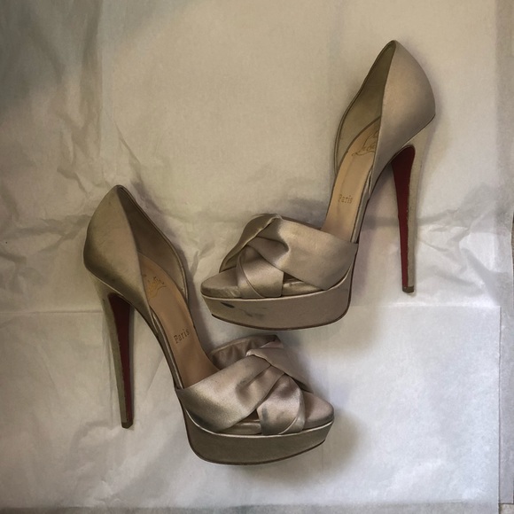 💯 Christian Louboutin Volpi 150 Satin Pearl - Picture 8 of 8
